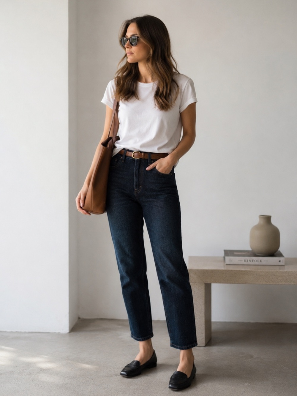 EILEEN FISHER Mid Rise Straight Leg Dark Wash Jeans Size 6